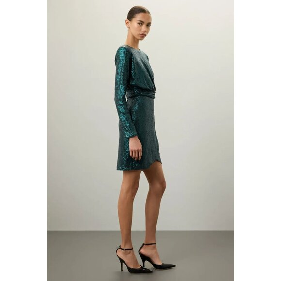 Donna Morgan Green Sequin Mini Dress Size 6 - Picture 1 of 12
